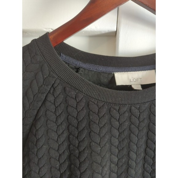 LOFT Women's M BLACK Textured Pullover Sweatshirt - Picture 5 of 8